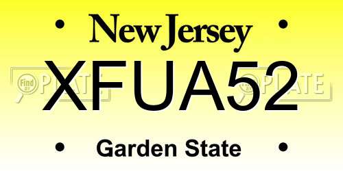XFUA52 New Jersey License Plate