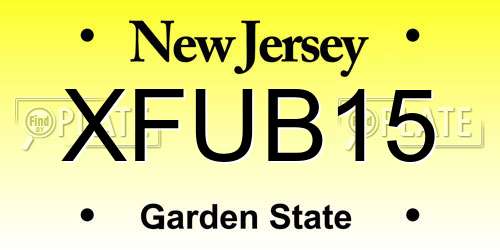 XFUB15 New Jersey License Plate