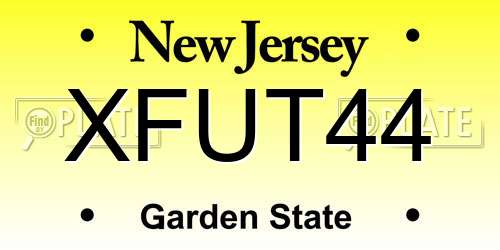 XFUT44 New Jersey License Plate