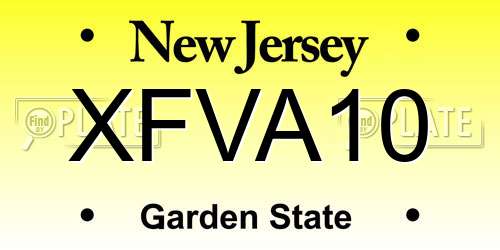 XFVA10 New Jersey License Plate