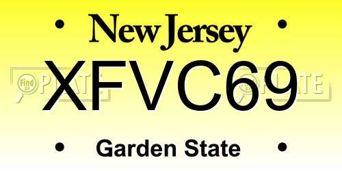 XFVC69 New Jersey License Plate