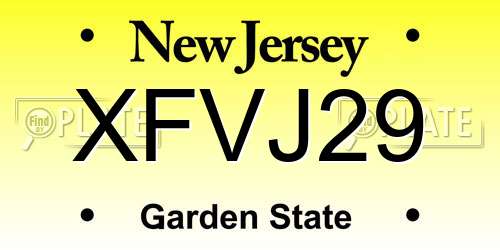 XFVJ29 New Jersey License Plate