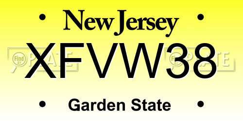 XFVW38 New Jersey License Plate