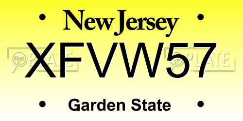 XFVW57 New Jersey License Plate