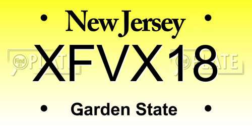 XFVX18 New Jersey License Plate