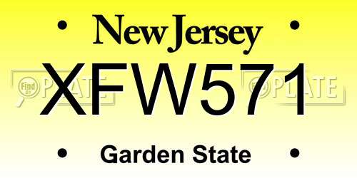 XFW571 New Jersey License Plate