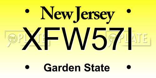 XFW57I New Jersey License Plate