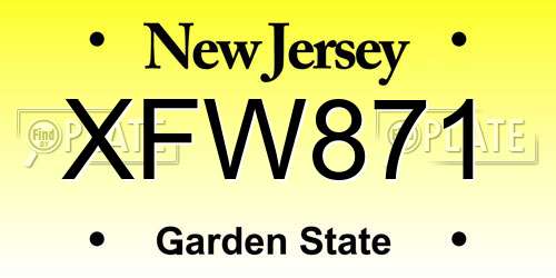 XFW871 New Jersey License Plate