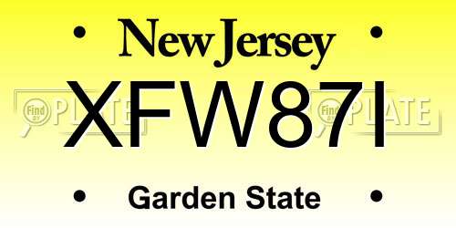 XFW87I New Jersey License Plate