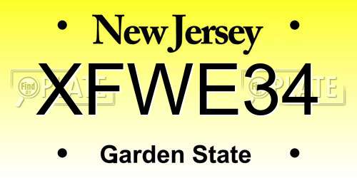 XFWE34 New Jersey License Plate
