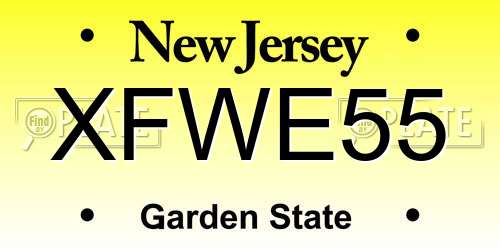 XFWE55 New Jersey License Plate