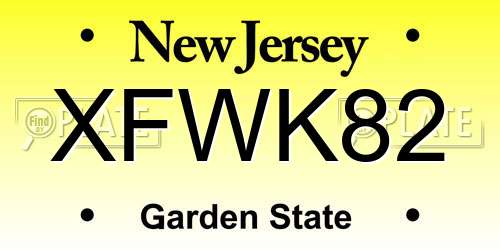 XFWK82 New Jersey License Plate