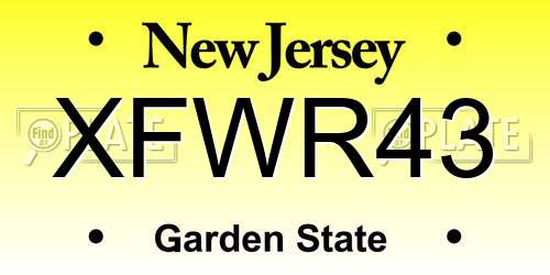 XFWR43 New Jersey License Plate