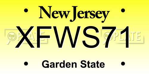 XFWS71 New Jersey License Plate