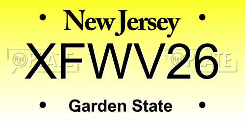 XFWV26 New Jersey License Plate