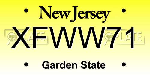 XFWW71 New Jersey License Plate