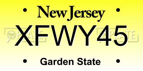 XFWY45 New Jersey License Plate