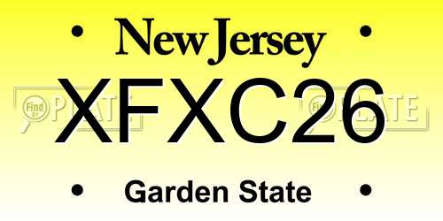 XFXC26 New Jersey License Plate