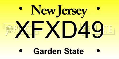 XFXD49 New Jersey License Plate