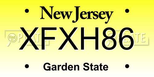 XFXH86 New Jersey License Plate