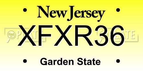XFXR36 New Jersey License Plate