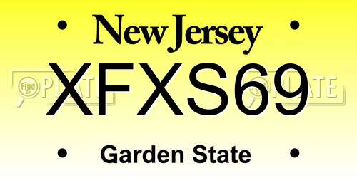 XFXS69 New Jersey License Plate