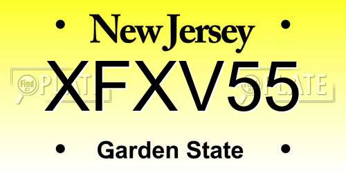 XFXV55 New Jersey License Plate