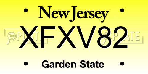 XFXV82 New Jersey License Plate