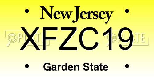 XFZC19 New Jersey License Plate