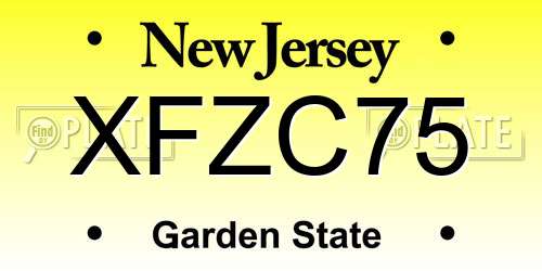 XFZC75 New Jersey License Plate