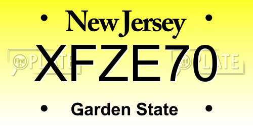 XFZE70 New Jersey License Plate
