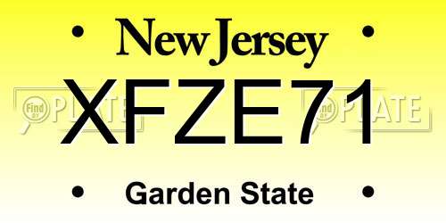 XFZE71 New Jersey License Plate