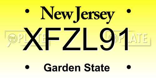 XFZL91 New Jersey License Plate