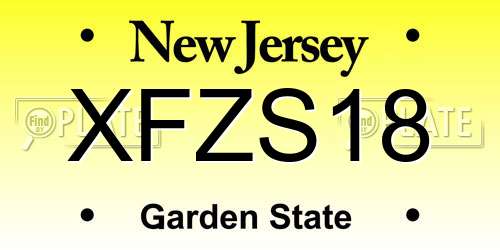 XFZS18 New Jersey License Plate