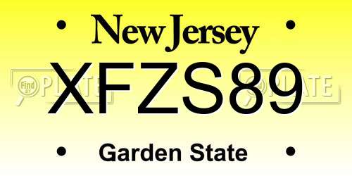 XFZS89 New Jersey License Plate