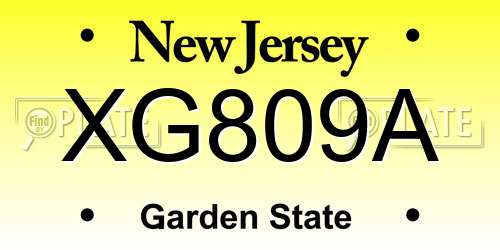 XG809A New Jersey License Plate