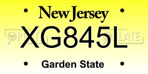 XG845L New Jersey License Plate