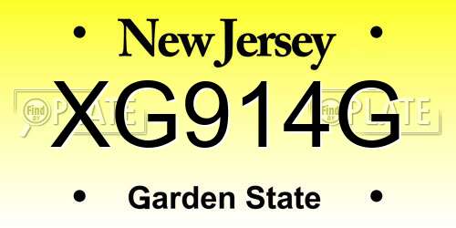 XG914G New Jersey License Plate