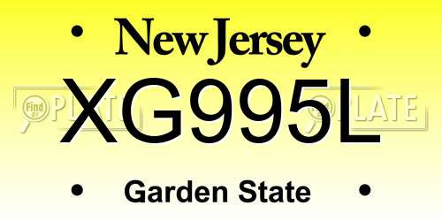 XG995L New Jersey License Plate