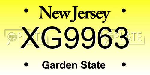 XG9963 New Jersey License Plate