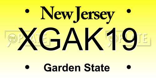 XGAK19 New Jersey License Plate