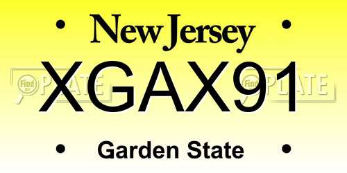 XGAX91 New Jersey License Plate