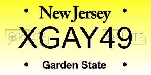 XGAY49 New Jersey License Plate