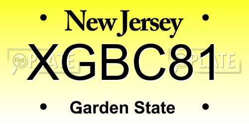 XGBC81 New Jersey License Plate