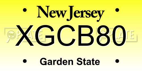XGCB80 New Jersey License Plate