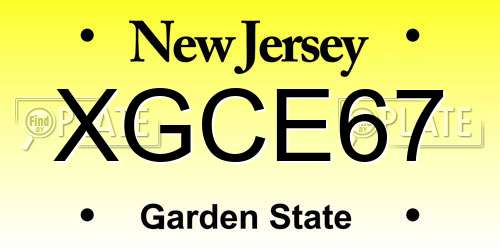 XGCE67 New Jersey License Plate
