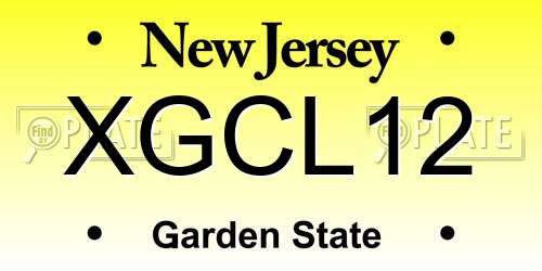XGCL12 New Jersey License Plate