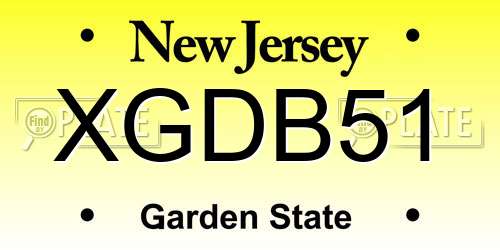 XGDB51 New Jersey License Plate