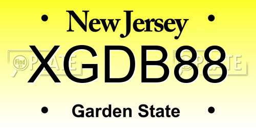 XGDB88 New Jersey License Plate