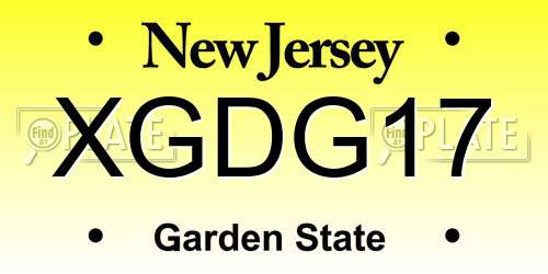 XGDG17 New Jersey License Plate